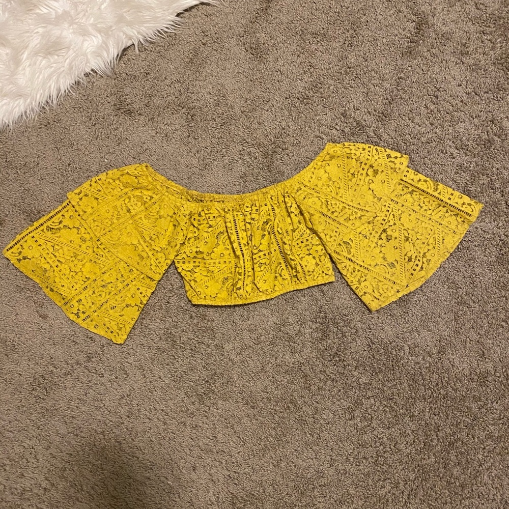 Lace yellow crop top